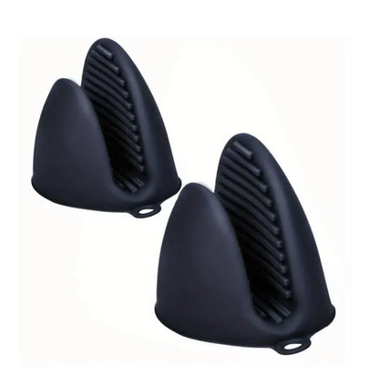 2 Piece Black Silicone Oven Mittens - BuyAbility