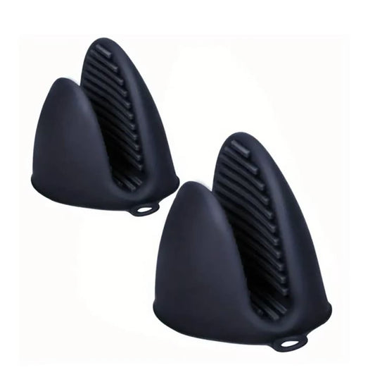 2 Piece Black Silicone Oven Mittens