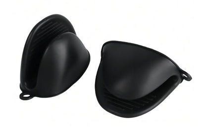 2 Piece Black Silicone Oven Mittens - BuyAbility