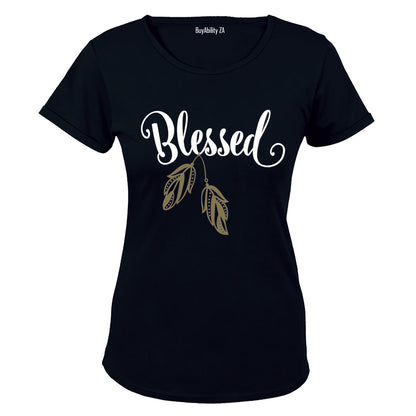 Blessed - Gold Feather - Ladies - T-Shirt