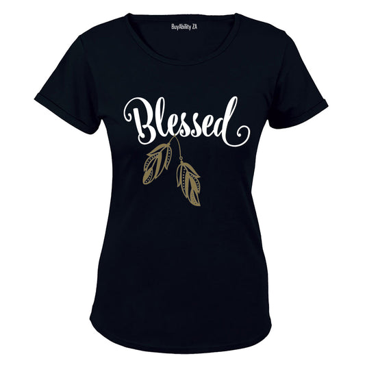 Blessed - Gold Feather - Ladies - T-Shirt