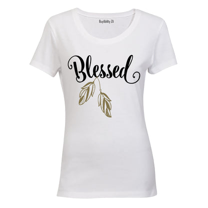 Blessed - Gold Feather - Ladies - T-Shirt