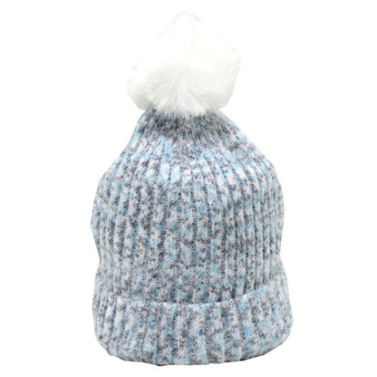 Light Blue Pompom Beanie