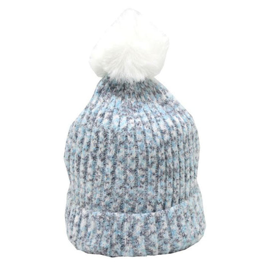 Light Blue Pompom Beanie