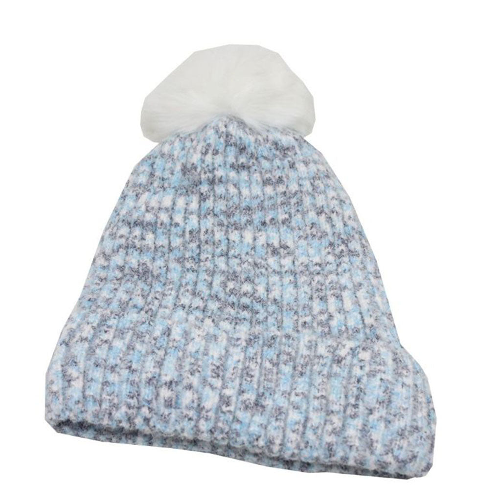 Light Blue Pompom Beanie