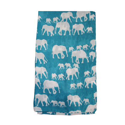 Turquoise - White Elephants Scarf - BuyAbility