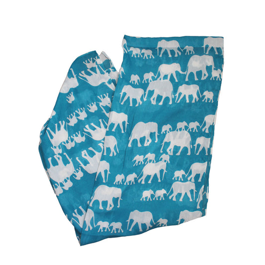 Turquoise - White Elephants Scarf - BuyAbility