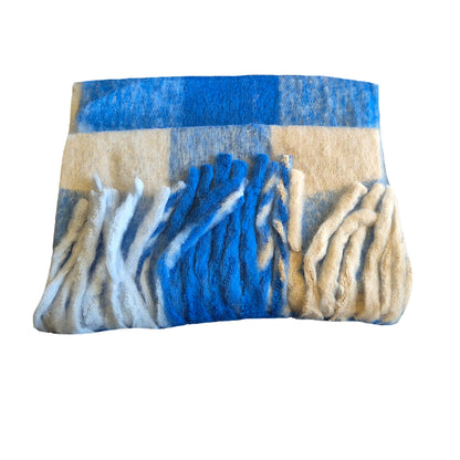 Blue and White Plaid Pashmina Scarf - BuyAbility