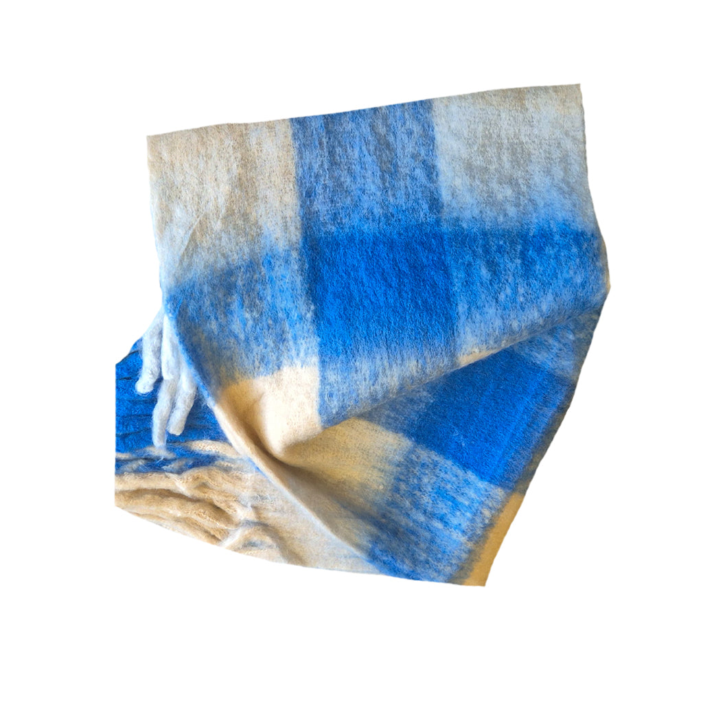 Blue and White Plaid Pashmina Scarf - BuyAbility