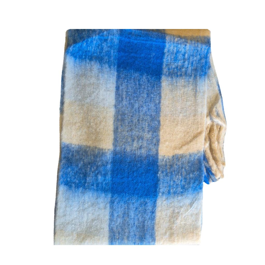 Blue and White Plaid Pashmina Scarf - BuyAbility
