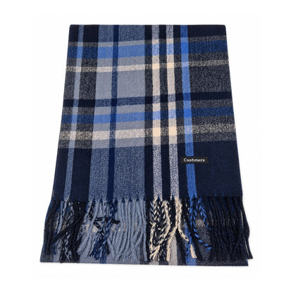 Navy Cashmere Plaid Scarf - BuyAbility