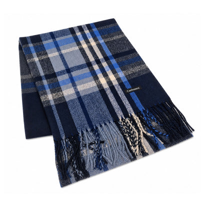 Navy Cashmere Plaid Scarf - BuyAbility