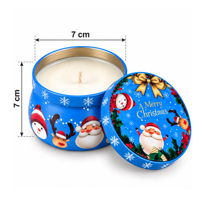 "A Merry Christmas" Festive Friends - Candle in Decorative Tin - Blue