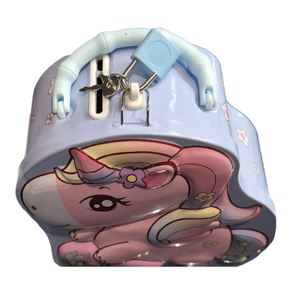 Blue Lilac Unicorn Metal Coin Bank