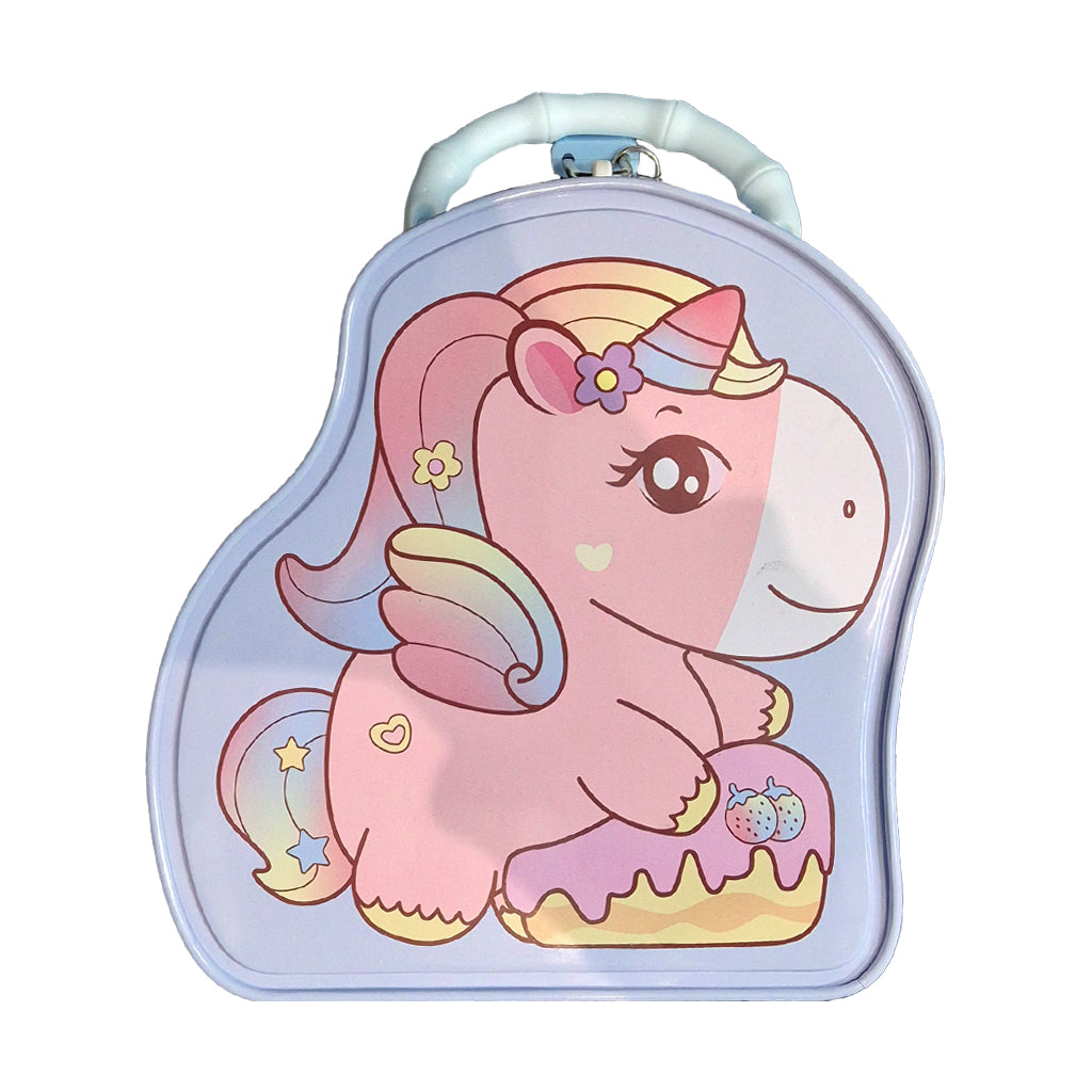 Blue Lilac Unicorn Metal Coin Bank