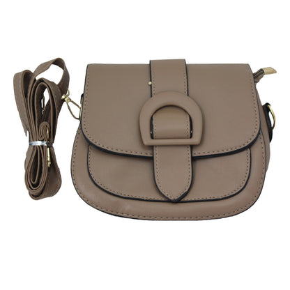 Khaki Handbag with Buckle Design