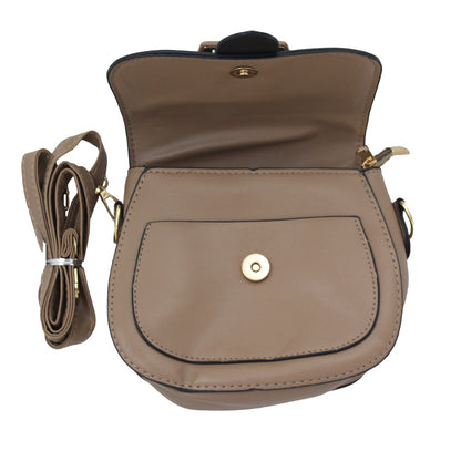 Khaki Handbag with Buckle Design