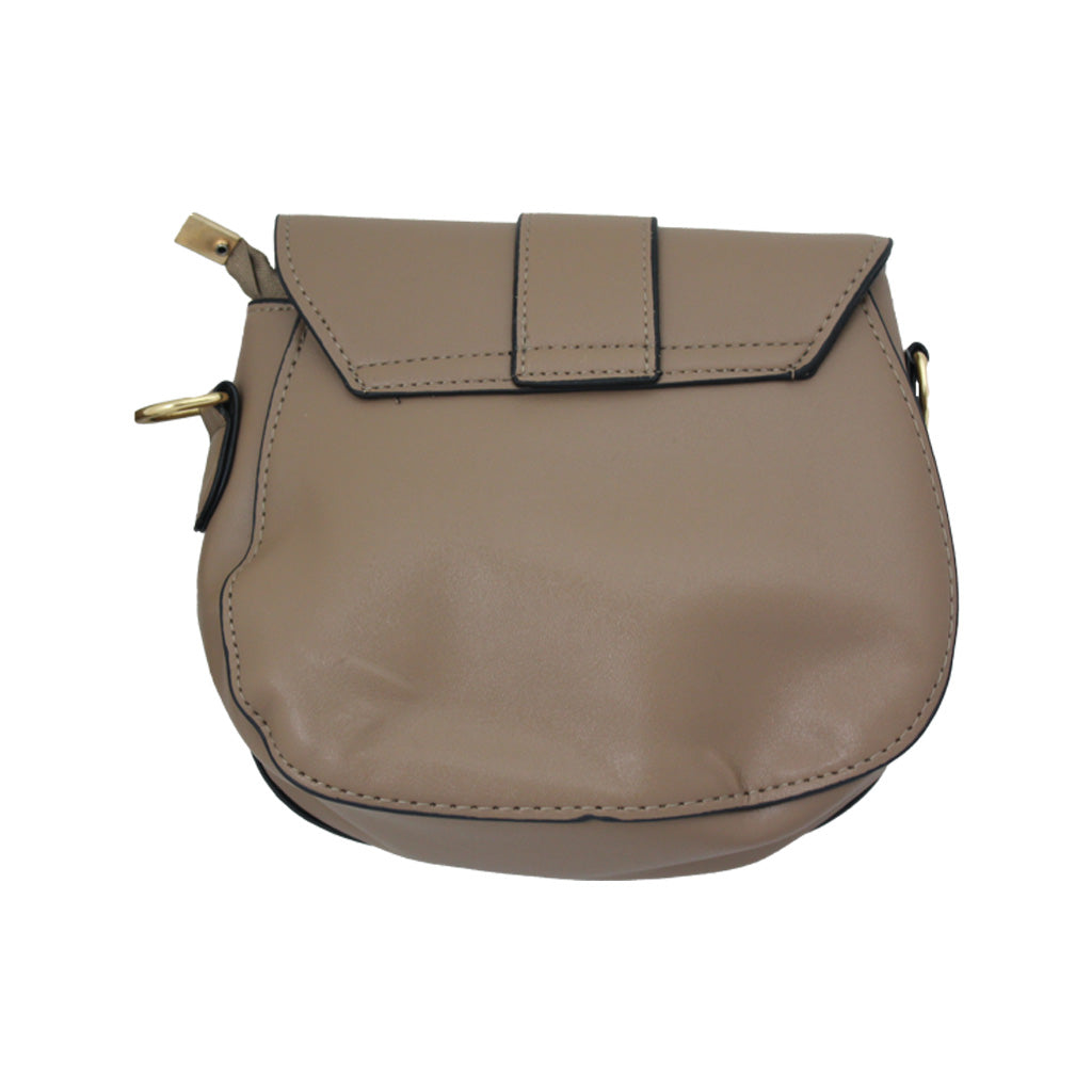 Khaki Handbag with Buckle Design