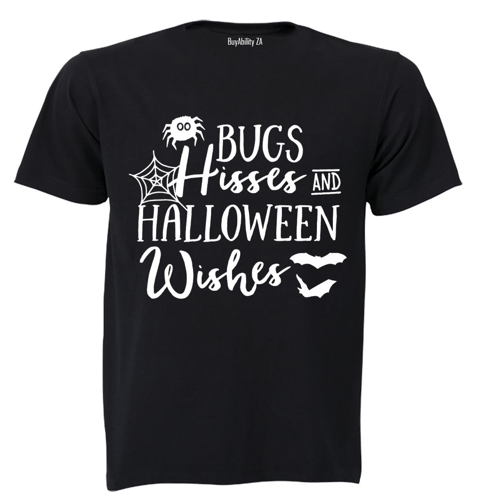Bugs, Hisses, Halloween Wishes - Kids T-Shirt