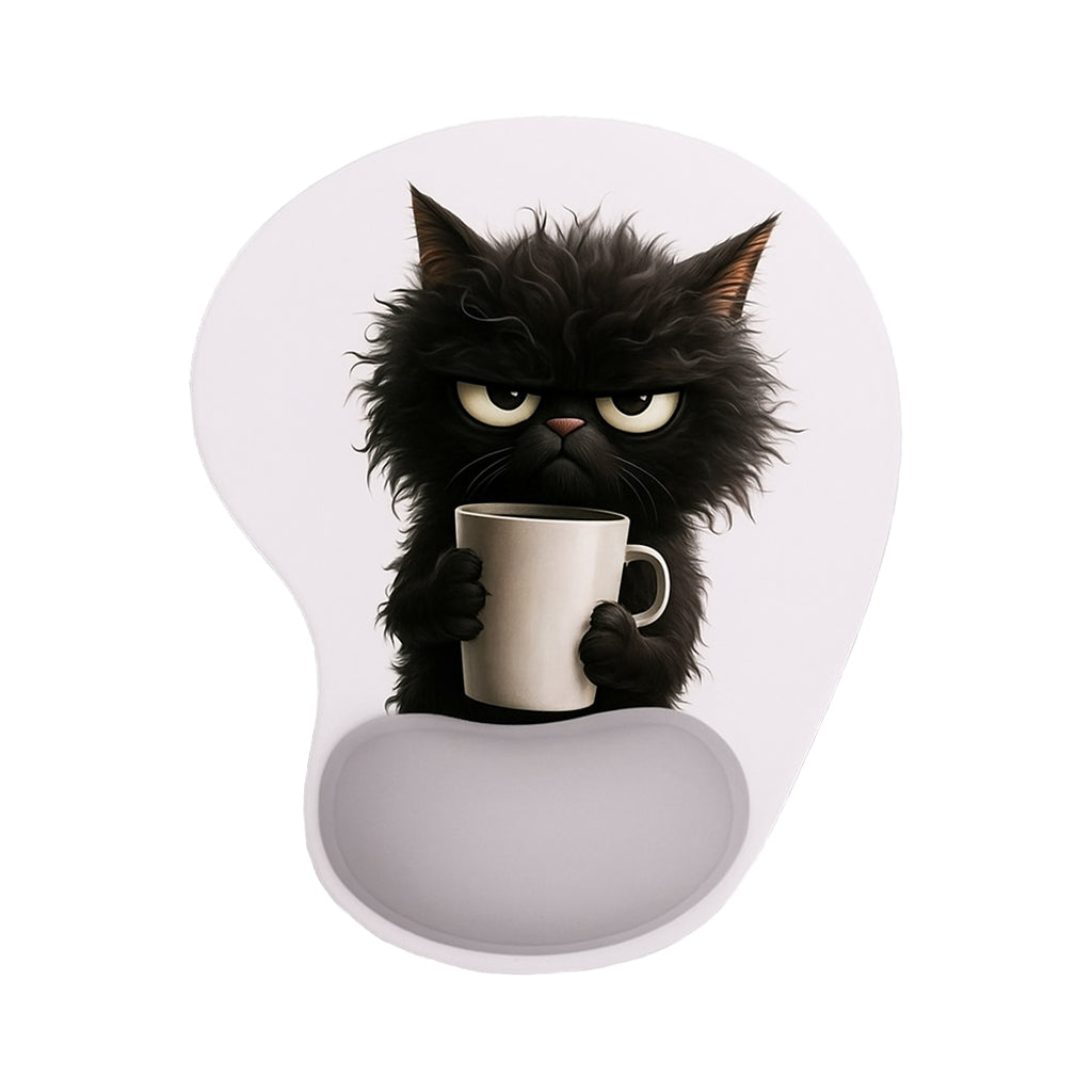 Grumpy Coffee Cat Ergonomic Wrist Mouse Pad - BuyAbility