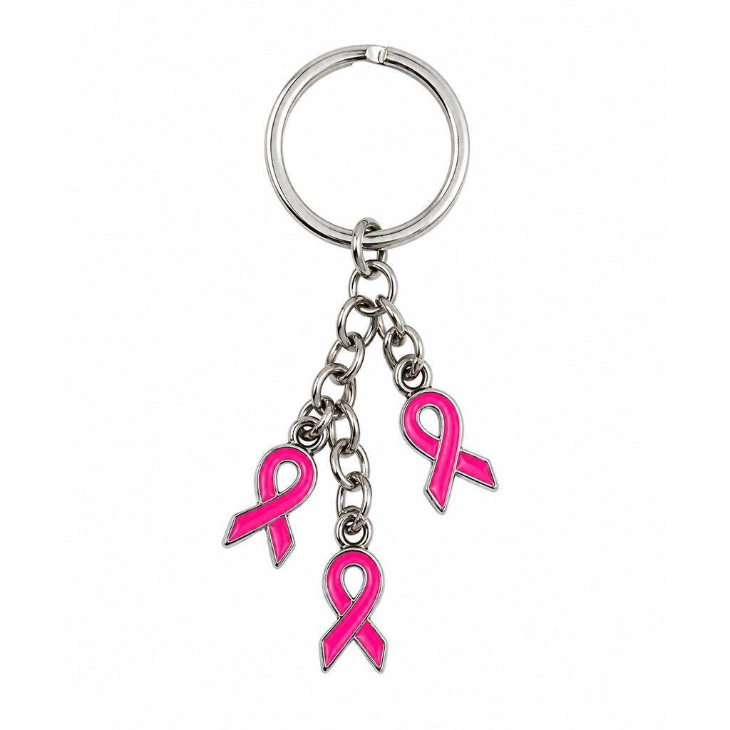 Pink Ribbon Cancer Awareness Keyring