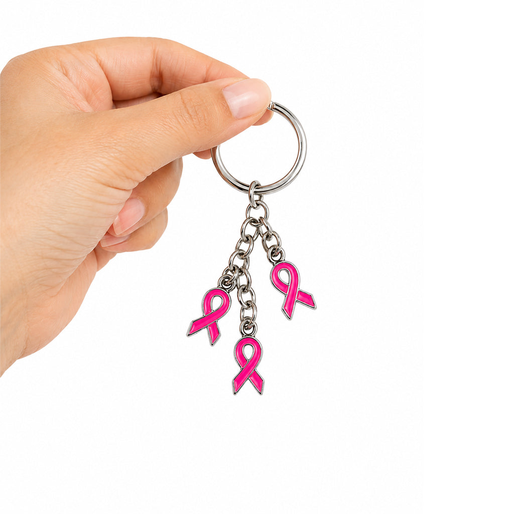 Pink Ribbon Cancer Awareness Keyring