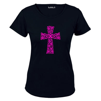 Cancer Ribbon Cross - Ladies - T-Shirt
