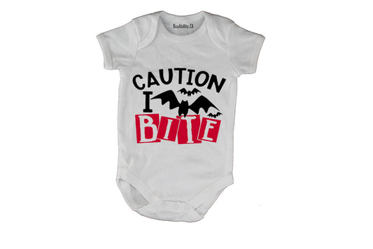 Caution, I Bite - Halloween - Baby Grow