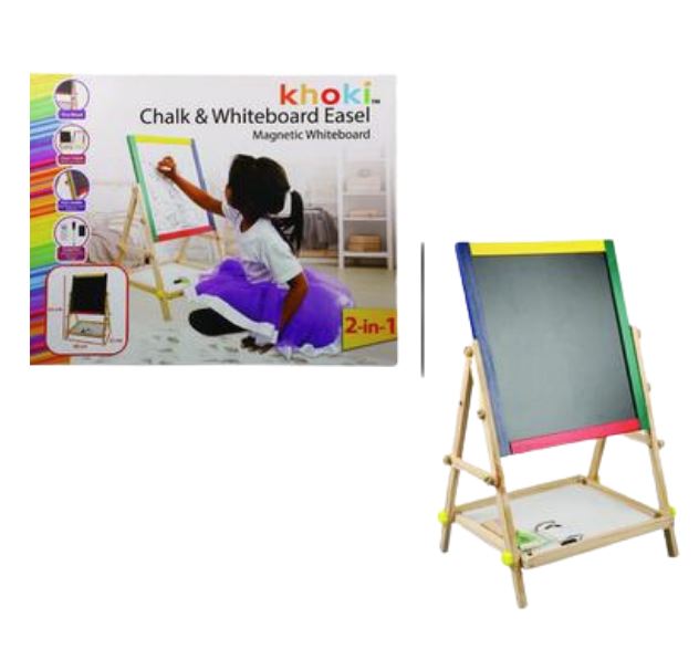 Kids 2in1 Colourful Chalk & Whiteboard Easel
