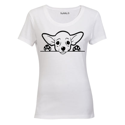Chihuahua Peeking Dog - Ladies - T-Shirt