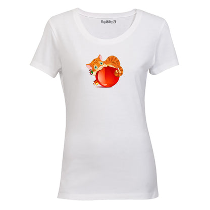 Christmas Bauble Cat - Ladies T-Shirt