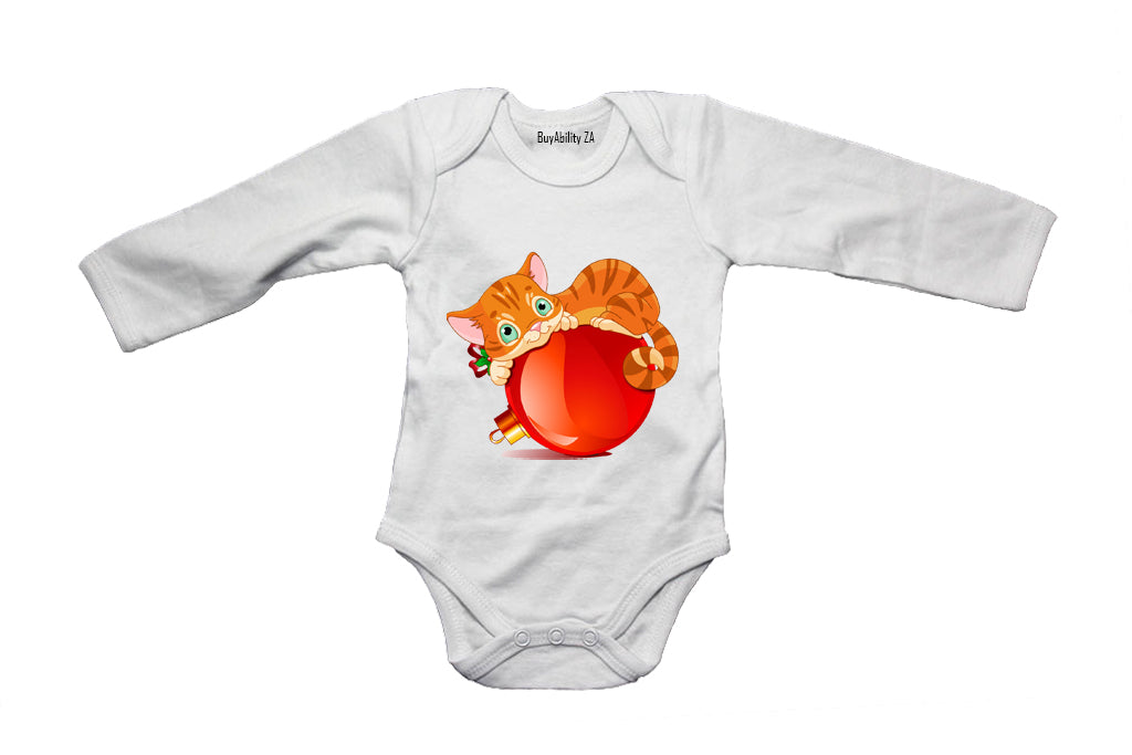 Christmas Bauble Cat - Baby Grow