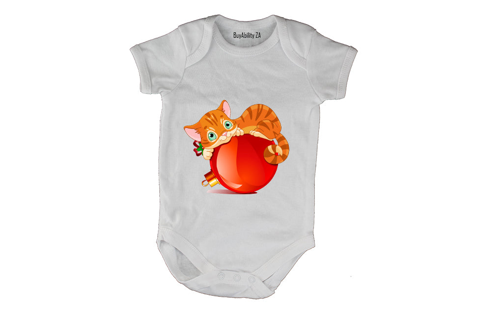 Christmas Bauble Cat - Baby Grow