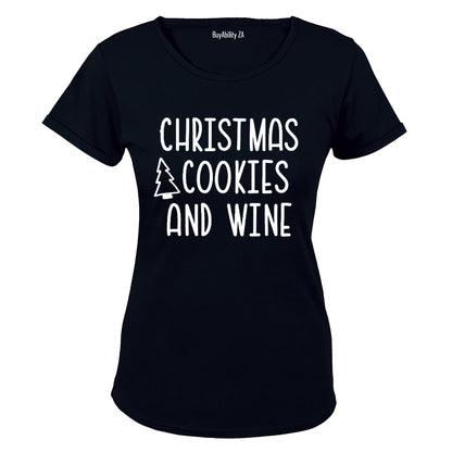 Christmas Cookies and Wine - Ladies - T-Shirt