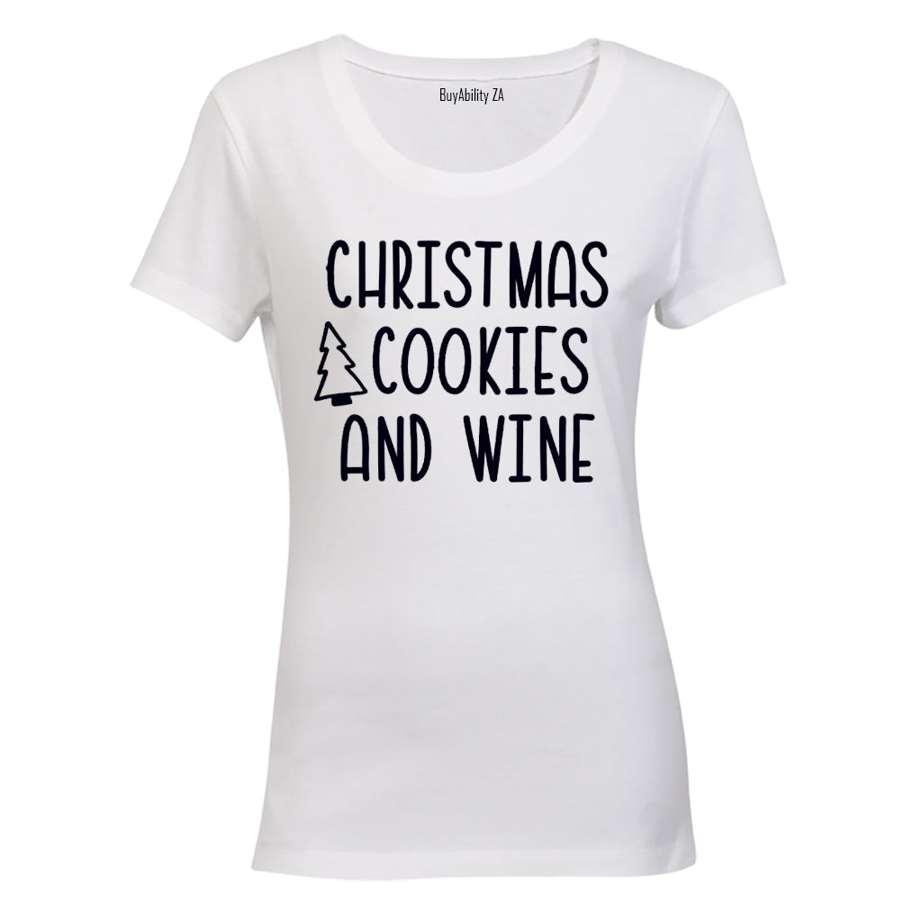 Christmas Cookies and Wine - Ladies - T-Shirt