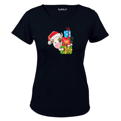 Christmas Cow - Ladies T-Shirt