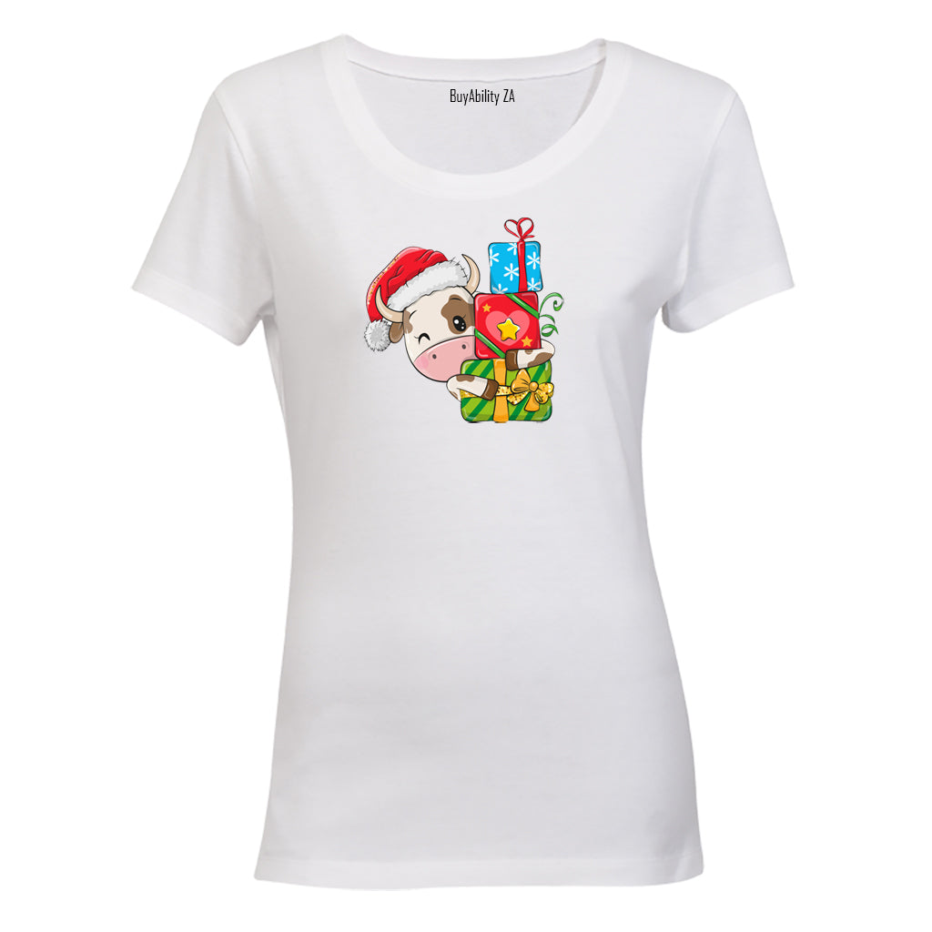 Christmas Cow - Ladies T-Shirt