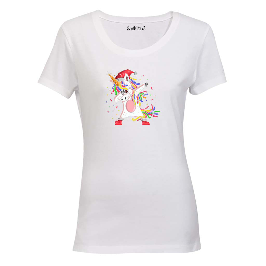 Christmas Dabbing Unicorn - Ladies - T-Shirt