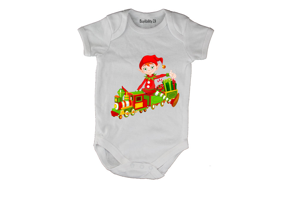 Christmas Elf - Train - Baby Grow