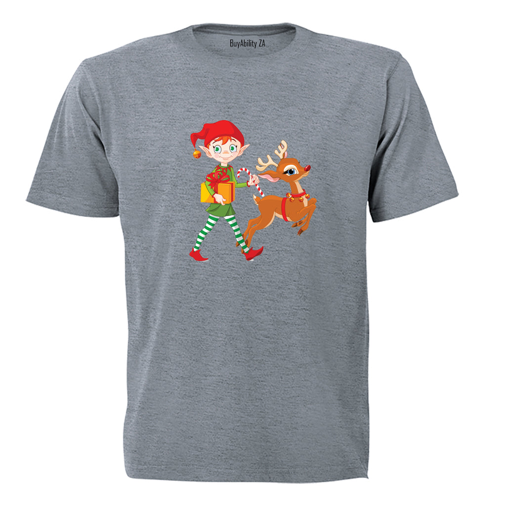Christmas Elf & Reindeer - Kids T-Shirt