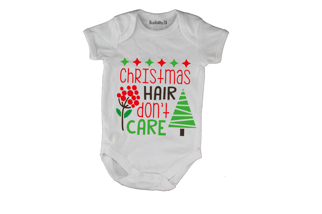 Christmas Hair, Don't Care - Baby Grow