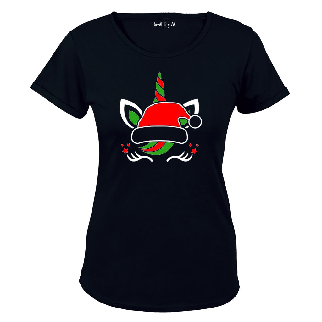 Christmas Hat Unicorn - Ladies - T-Shirt