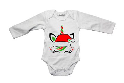 Christmas Hat Unicorn - Baby Grow