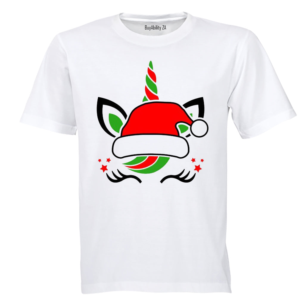 Christmas Hat Unicorn - Kids T-Shirt