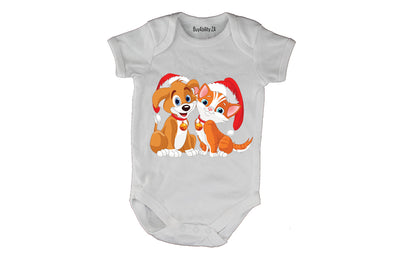 Christmas Kitten & Puppy - Baby Grow
