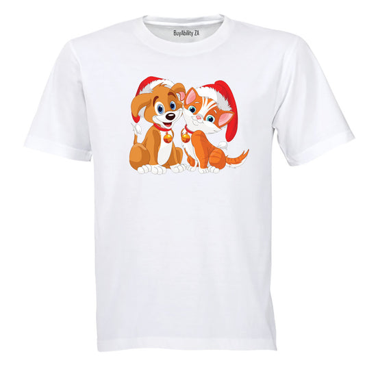 Christmas Kitten & Puppy - Kids T-Shirt