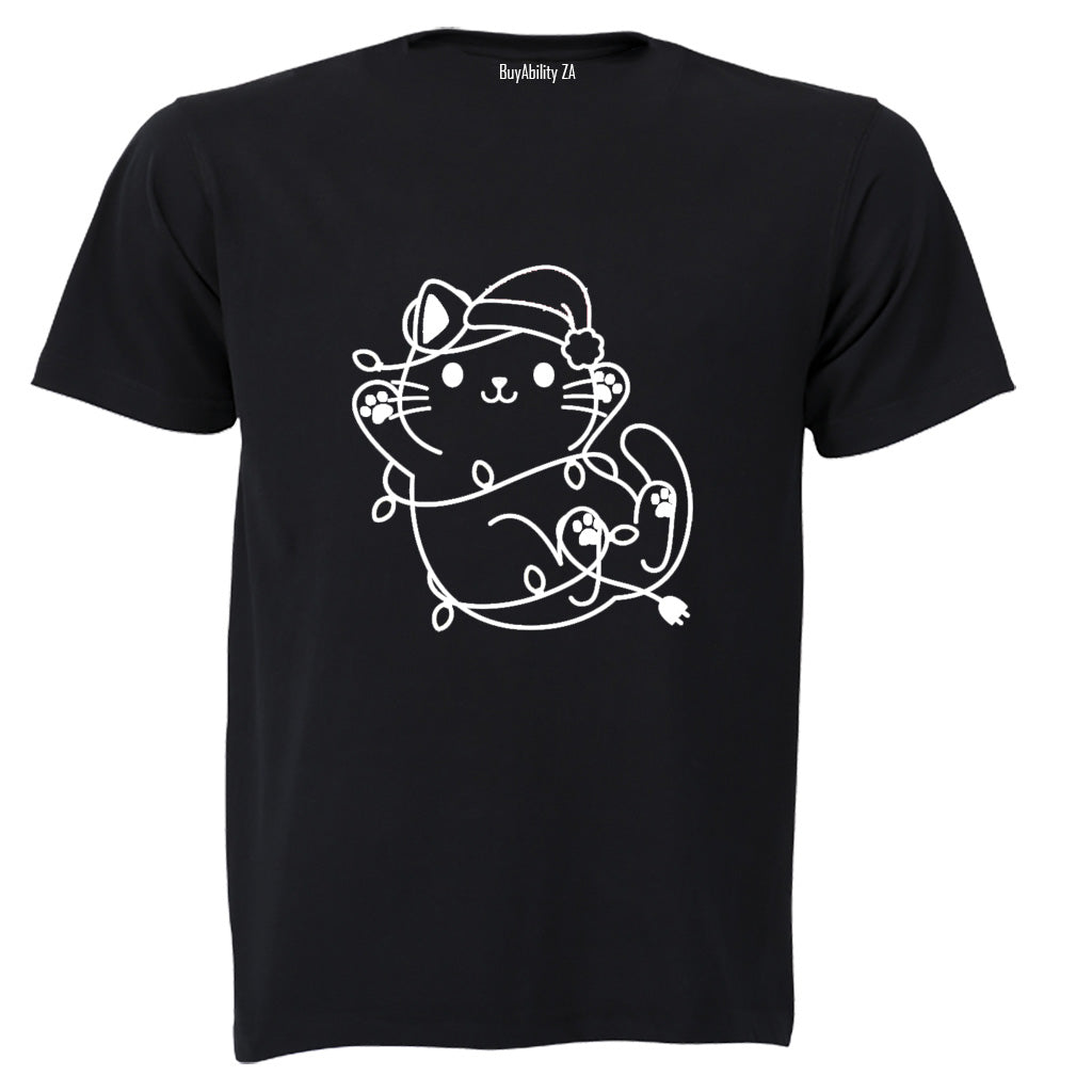 Christmas Lights Kitten - Kids T-Shirt
