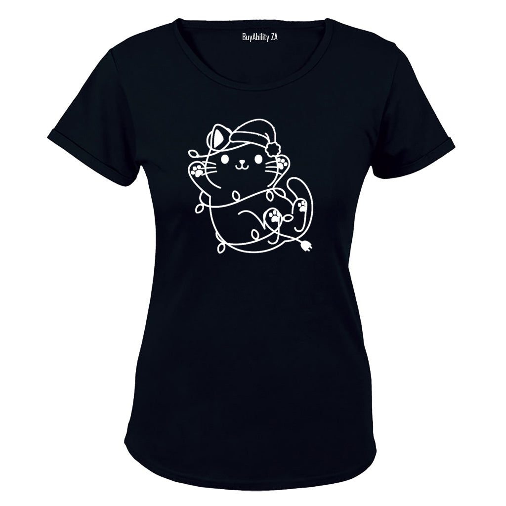 Christmas Lights Kitten - Ladies - T-Shirt