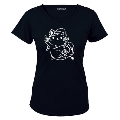 Christmas Lights Kitten - Ladies - T-Shirt