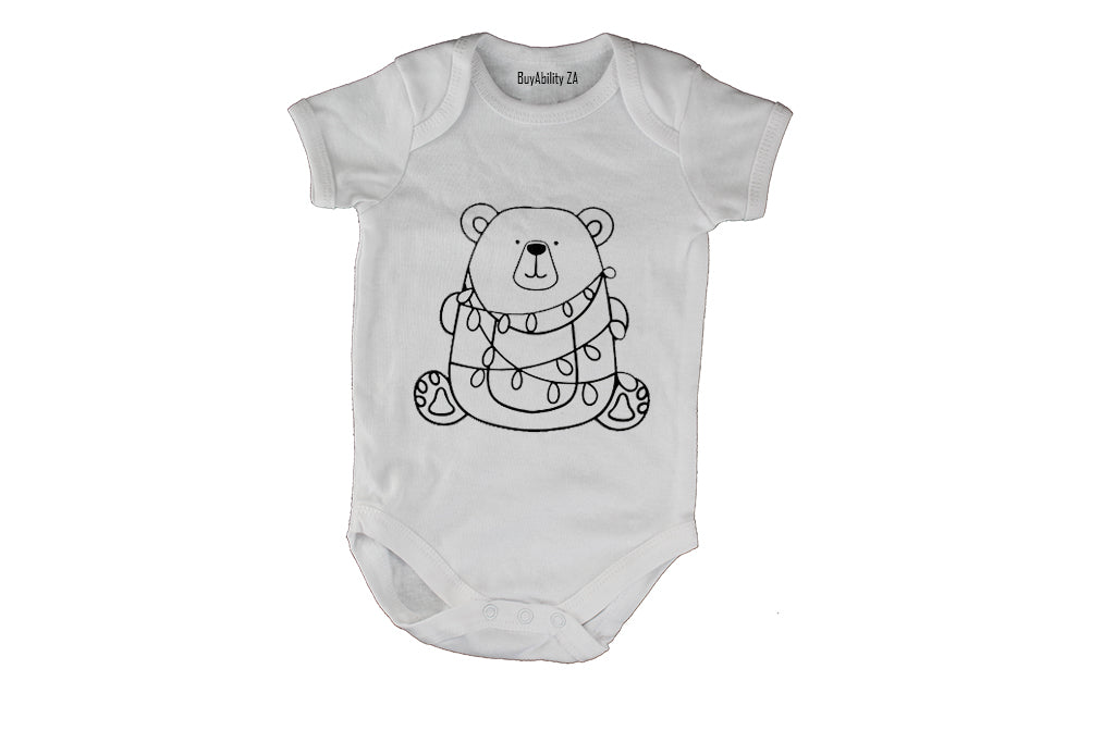 Christmas Lights Teddy - Baby Grow